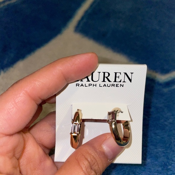 Ralph Lauren Gold and Silver Hoop Earrings - Picture 7 of 7